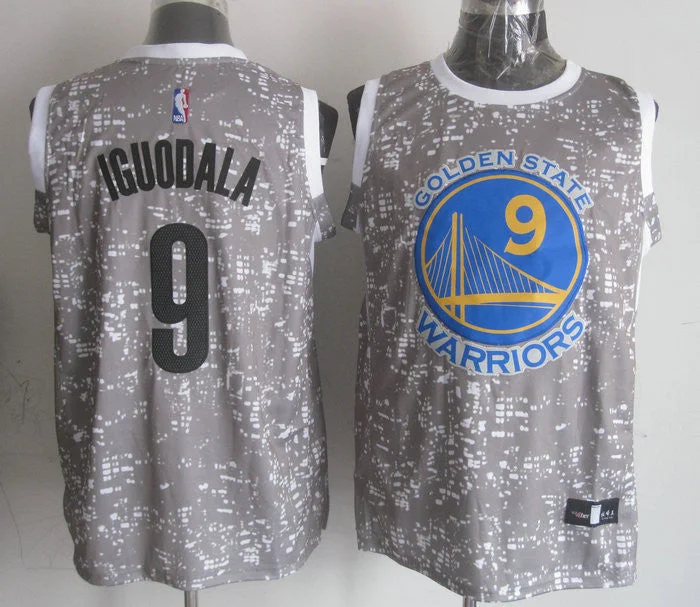 Basketball Jersey for School Spirit-Warriors 9 Andre Iguodala Gray City Luminous Basketball Jersey