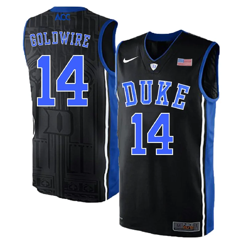 Basketball Jersey for Kids and Adults Basketball Teams-Duke Blue Devils 14 Jordan Goldwire Black Elite College Basketball Basketball Jersey