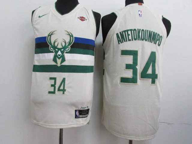 Basketball Jersey for High-Performance Game Gear-Bucks 34 Giannis Antetokounmpo Cream City Edition Authentic Basketball Jersey