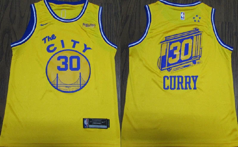 Basketball Jersey for Personalized Fan Support Gear-Warriors 30 Stephen Curry Yellow City Edition Swingman Basketball Jersey