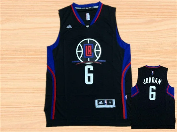 Basketball Jersey for Custom Basketball Team Gear-Clippers 6 DeAndre Jordan Black Swingman Basketball Jersey