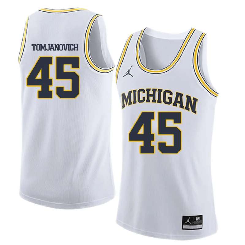 Basketball Jersey for Kids Custom Uniforms-University of Michigan 45 Rudy Tomjanovich White College Basketball Basketball Jersey