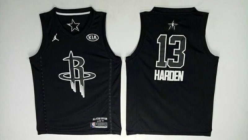 Basketball Jersey for Casual Wear-Rockets 13 James Harden Black 2018 All-Star Game Jordan Brand Authentic Basketball Jersey