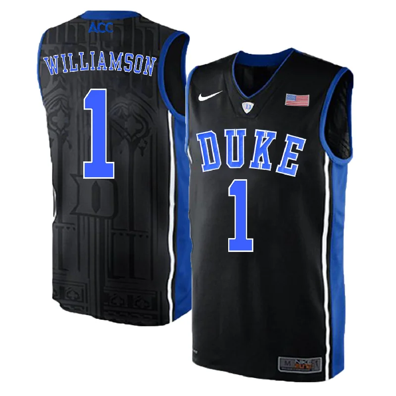 Basketball Jersey for Comfortable Cotton Design-Duke Blue Devils 1 Zion Williamson Black Elite College Basketabll Basketball Jersey