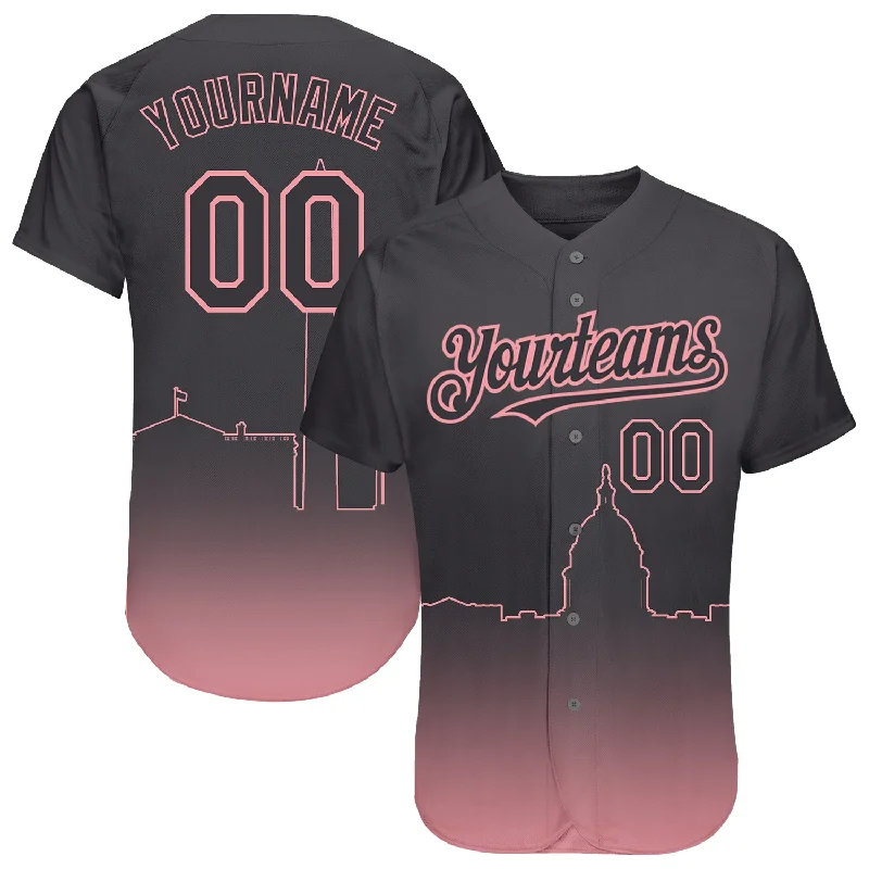 Baseball Jersey for All-Age Groups-Custom Steel Gray Medium Pink 3D Washington City Edition Fade Fashion Authentic Baseball Jersey