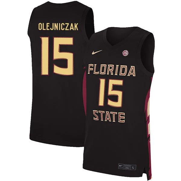 Basketball Jersey for Premium Custom Fan Designs-Florida State Seminoles 15 Dominik Olejniczak Black Basketball College Basketball Jersey