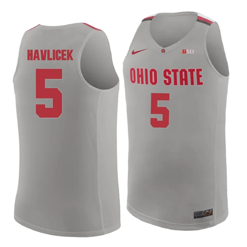 Basketball Jersey for Authentic Game Look-Ohio State Buckeyes 5 John Havlicek Gray College Basketball Basketball Jersey