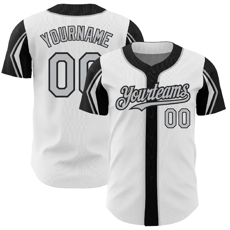 Baseball Jersey for School Uniforms and Teams-Custom White Gray-Black 3 Colors Arm Shapes Authentic Baseball Jersey