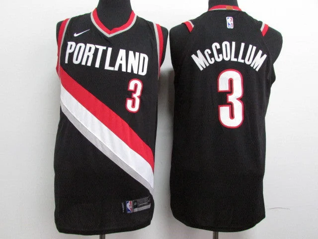 Basketball Jersey for Soft and Stretchable Fabric-Blazers 3 C.J. McCollum Black Authentic Basketball Jersey