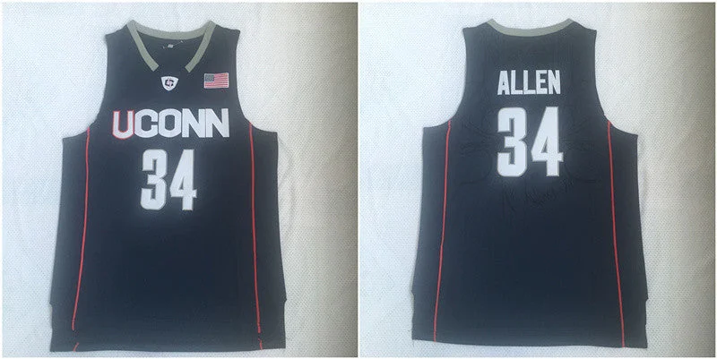 Basketball Jersey for Kids Basketball Teams-UConn Huskies 34 Ray Allen Navy College Basketball Basketball Jersey