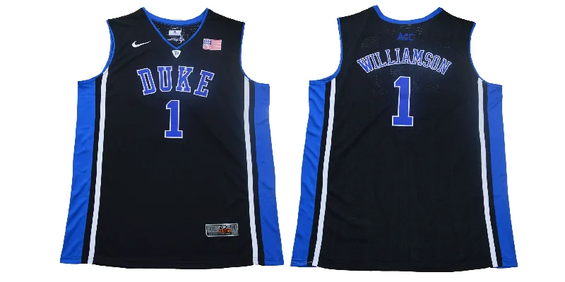 Basketball Jersey for Custom Team Branding-Duke Blue Devils 1 Zion Williamson Black College Basketball Basketball Jersey