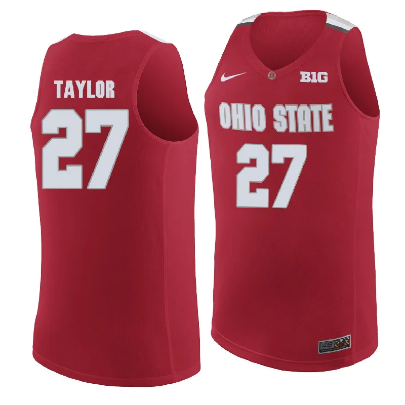 Basketball Jersey for Full-Body Performance Fit-Ohio State Buckeyes 27 Fred Taylor Red College Basketball Basketball Jersey