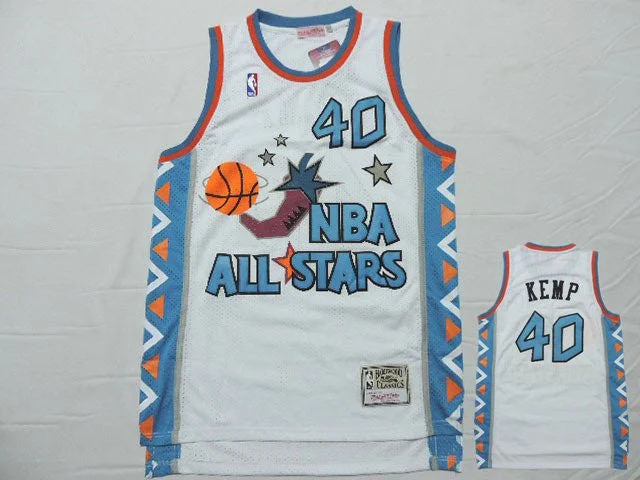 Basketball Jersey for School Basketball Team Wear-1996 All Star 40 Shawn Kemp White Hardwood Classics Basketball Jersey