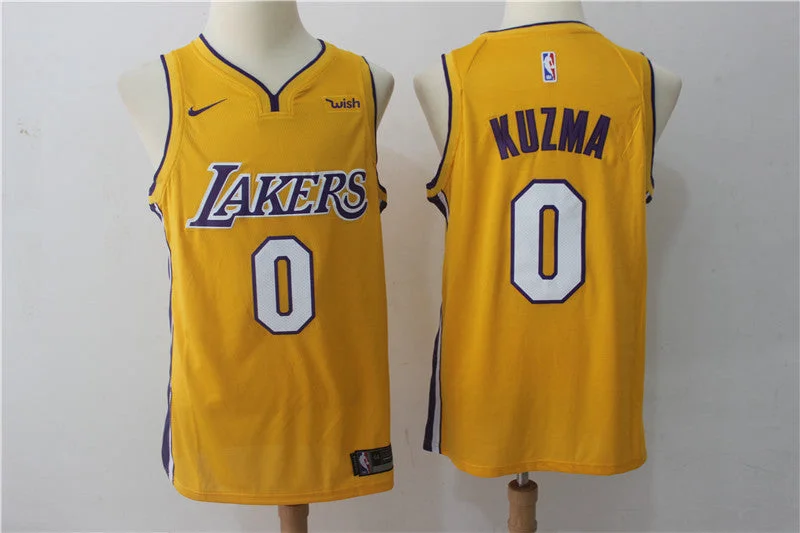 Basketball Jersey for Soft, Lightweight Design-Lakers 0 Kyle Kuzma Yellow Swingman Basketball Jersey