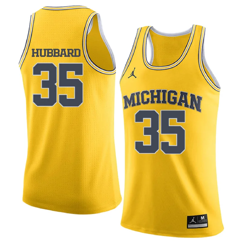 Basketball Jersey for Personalized Fan Support Gear-University of Michigan 35 Phil Hubbard Yellow College Basketball Basketball Jersey