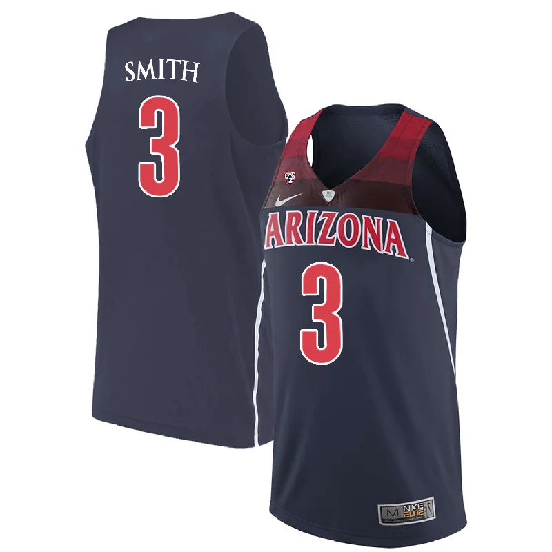 Basketball Jersey for Authentic Player Look-Arizona Wildcats 3 Dylan Smith Navy College Basketball Basketball Jersey