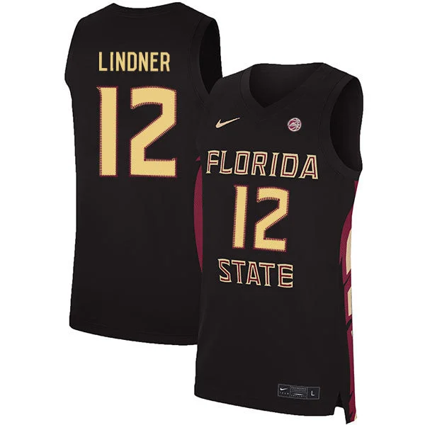 Basketball Jersey for Durable Material-Florida State Seminoles 12 Justin Lindner Black Basketball College Basketball Jersey