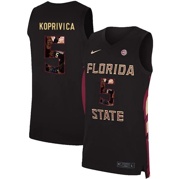 Basketball Jersey for College and Professional Basketball-Florida State Seminoles 5 Balsa Koprivica Black Basketball College Fashion Basketball Jersey