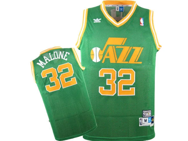 Basketball Jersey for High-Performance Game Wear-Jazz 32 Karl Malone Green Hardwood Classics Basketball Jersey