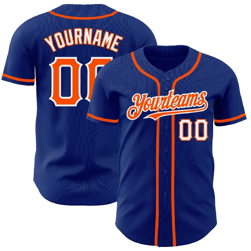 Baseball Jersey for Baseball Fan Apparel-Custom Royal Orange-White Authentic Baseball Jersey