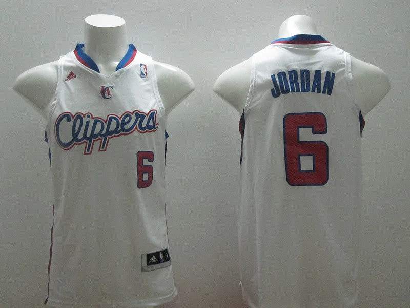 Basketball Jersey for Kids and Adults Basketball Teams-Clippers 6 Jordan White New Revolution 30 Basketball Jerseys