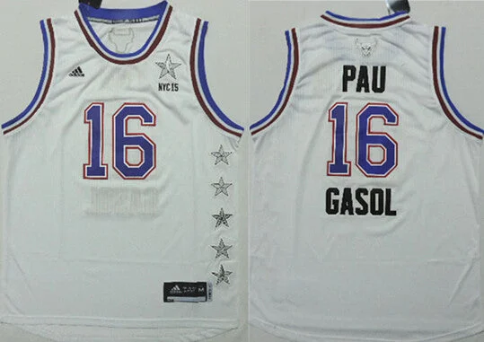 Basketball Jersey for Performance Fit-2015 All Star NYC Eastern Conference 16 Pau Gasol White Basketball Jerseys