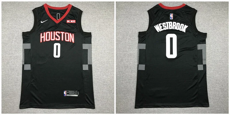 Basketball Jersey for Youth-Rockets 0 Russell Westbrook Black Authentic Basketball Jersey