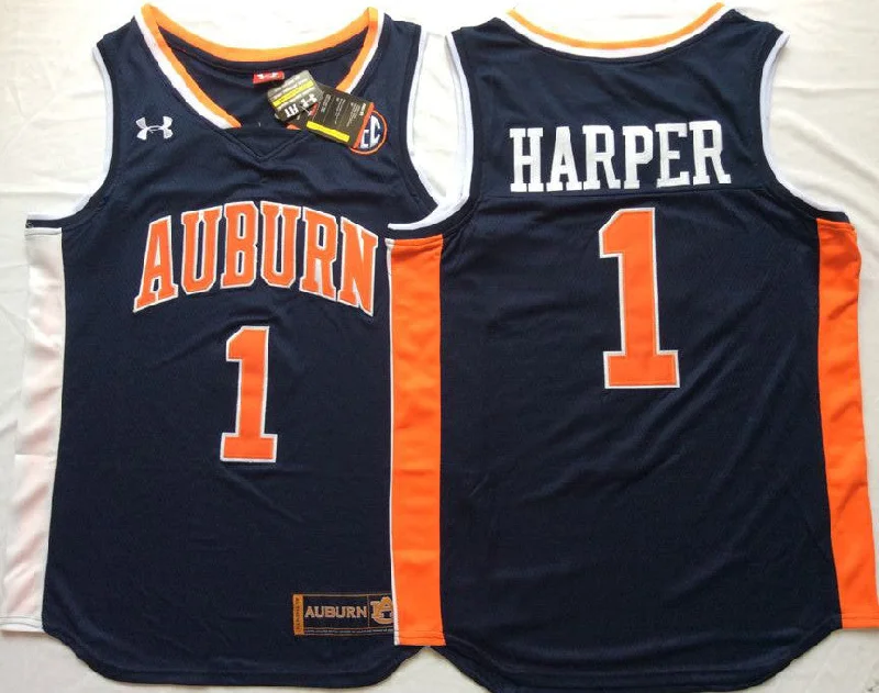 Basketball Jersey for Personalized Fan Support-Auburn Tigers 1 Jared Harper Navy College Basketball Basketball Jersey