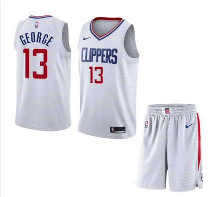 Basketball Jersey for Retro Fan Apparel-Clippers 13 Paul George White City Edition Swingman Basketball Jersey(With Shorts)