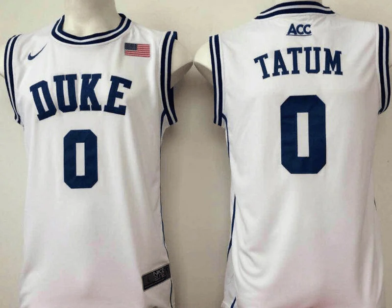 Basketball Jersey for Comfortable Athletic Wear-Duke Blue Devils 0 Jayson Tatum White College Basketball Basketball Jersey