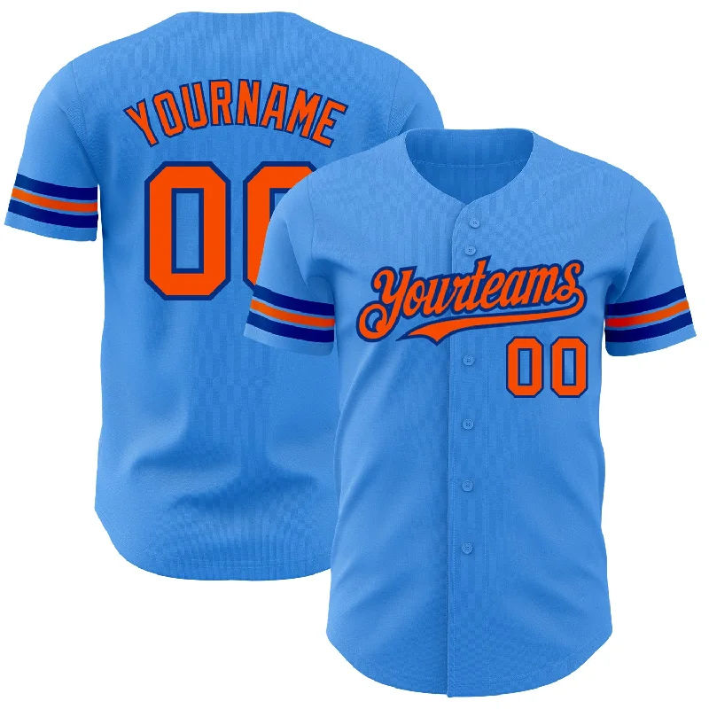 Baseball Jersey for Men-Custom Electric Blue Orange-Royal Authentic Baseball Jersey