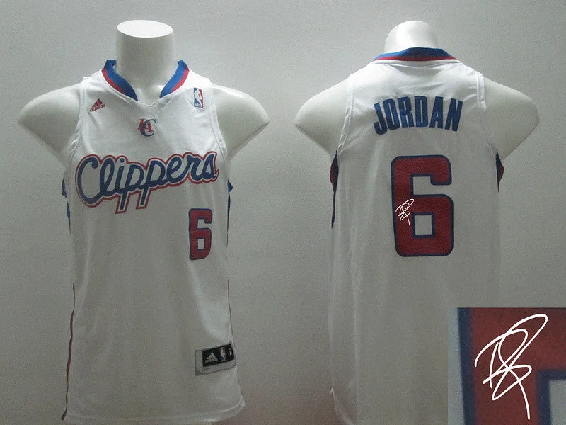 Basketball Jersey for School and College Teams-Clippers 6 Jordan White New Revolution 30 Signature Edition Basketball Jerseys