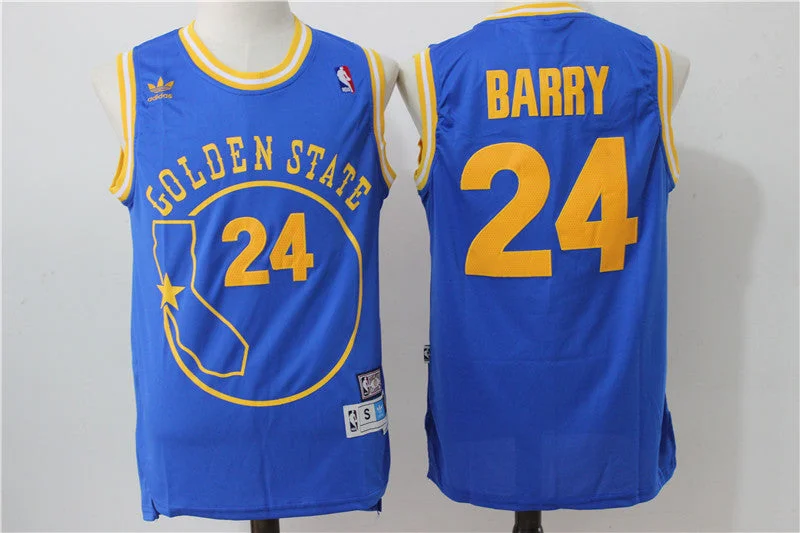 Basketball Jersey for Comfortable, Breathable Design-Warriors 24 Rick Barry Blue Hardwood Classics Swingman Basketball Jersey