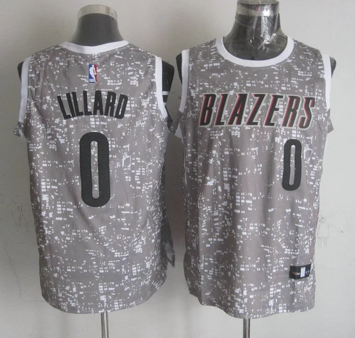 Basketball Jersey for Custom Basketball Fan Gear-Blazers 0 Damian Lillard Gray City Luminous Basketball Jersey