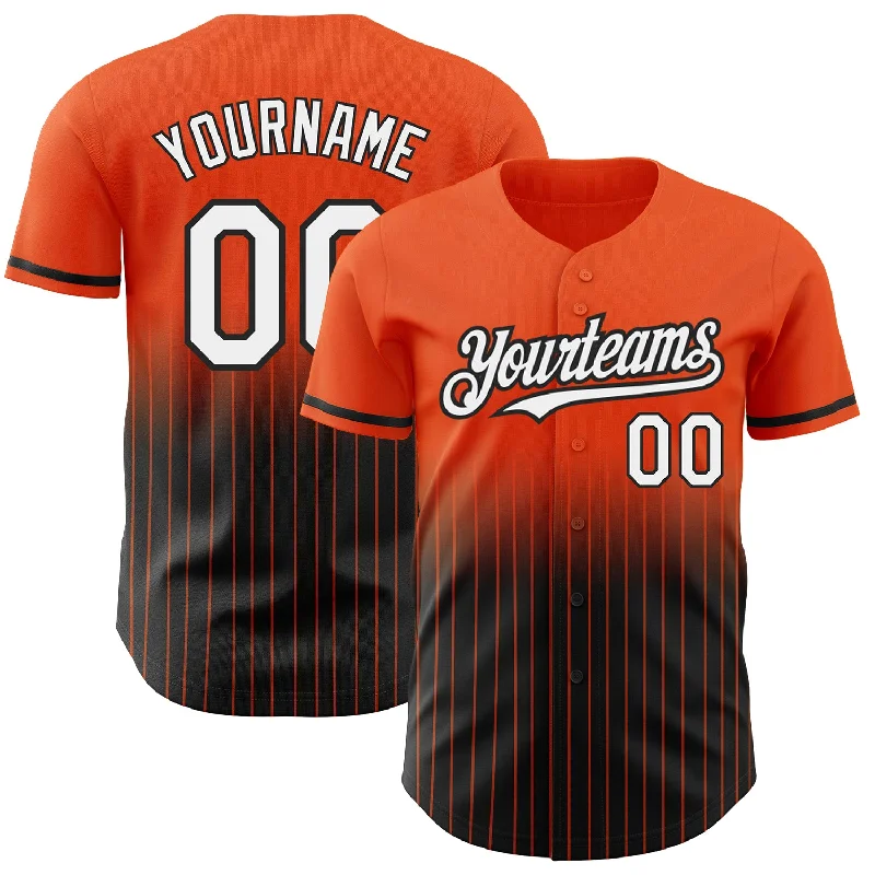 Baseball Jersey for Comfortable Sports Fit-Custom Orange Pinstripe White-Black Authentic Fade Fashion Baseball Jersey