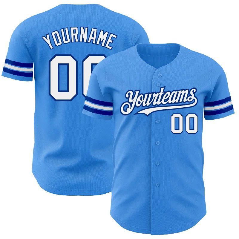 Baseball Jersey for Youth and Adult Sizes-Custom Electric Blue White-Royal Authentic Baseball Jersey