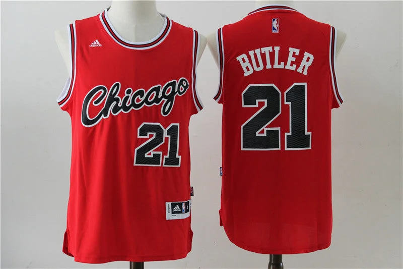 Basketball Jersey for Game Performance Apparel-Bulls 21 Jimmy Butler Red Throwback Swingman Basketball Jersey