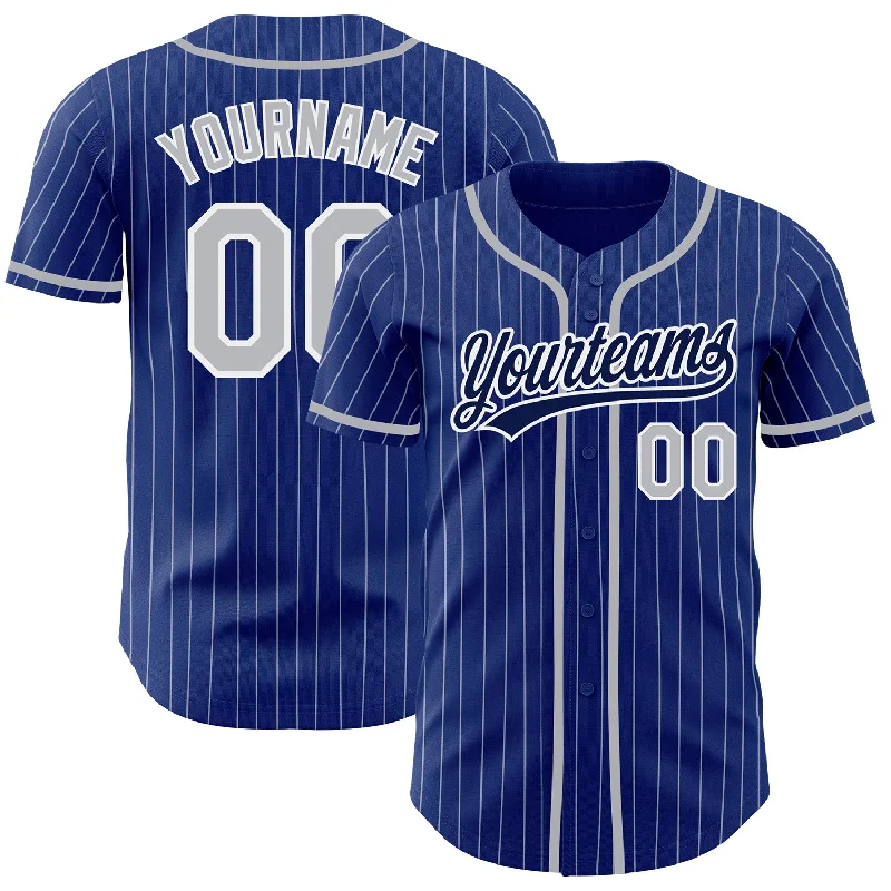 Baseball Jersey for Collectible Items-Custom Royal White Pinstripe Gray-Navy Authentic Baseball Jersey