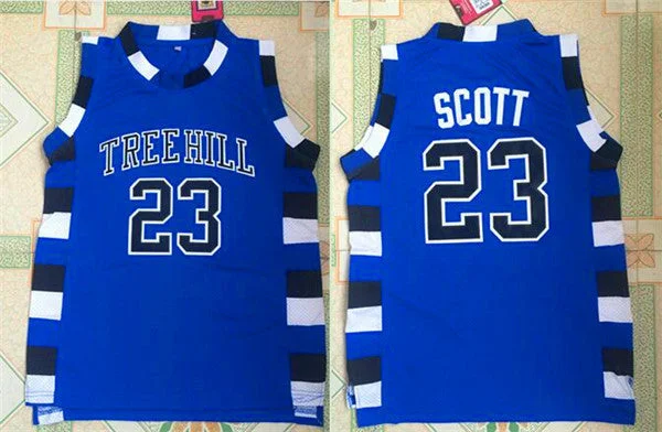 Basketball Jersey for Comfortable Fit-One Three Hill 23 Scott Blue Stitched Basketball Jersey