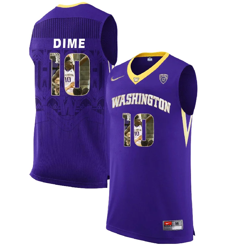 Basketball Jersey for Stylish Fan Apparel-Washington Huskies 10 DIME Purple With Portait College Basketball Basketball Jersey