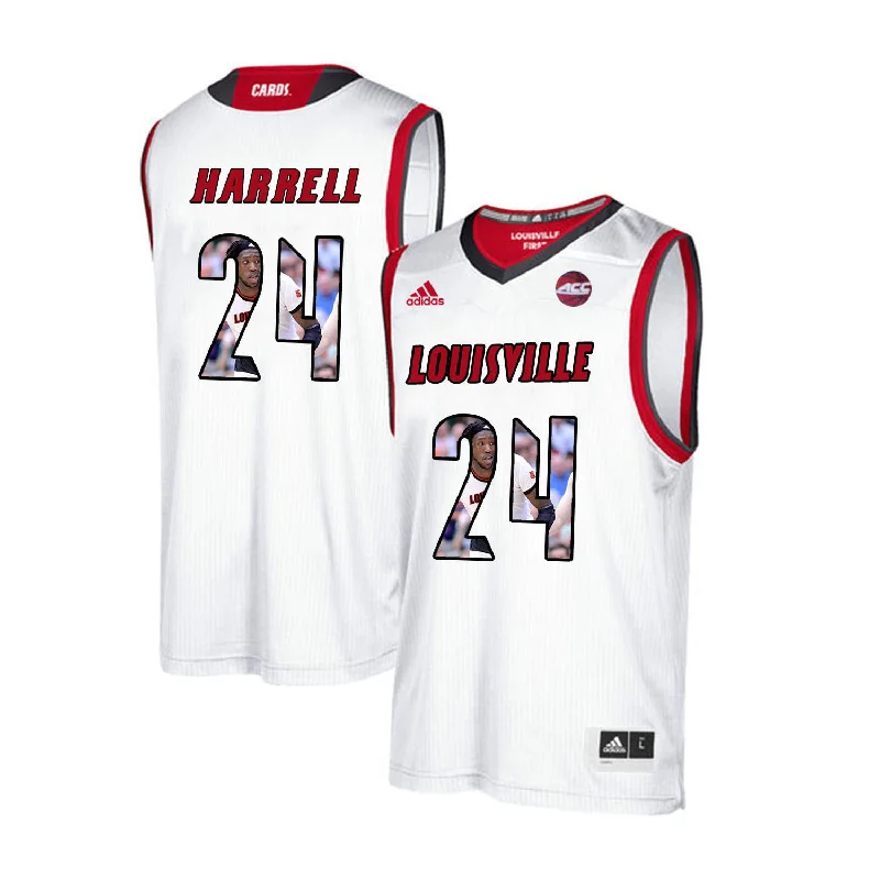 Basketball Jersey for Comfortable and Durable Fabric-Louisville Cardinals 24 Montrezl Harrell White With Portrait Print College Basketball Basketball Jersey