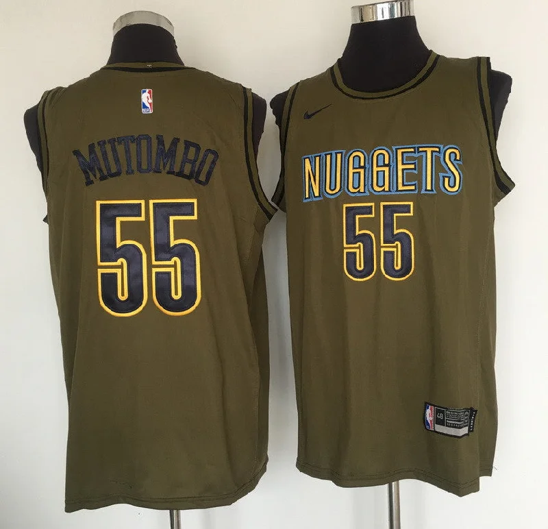 Basketball Jersey for Custom Logos-Nuggets 55 Dikembe Mutombo Olive Swingman Basketball Jersey