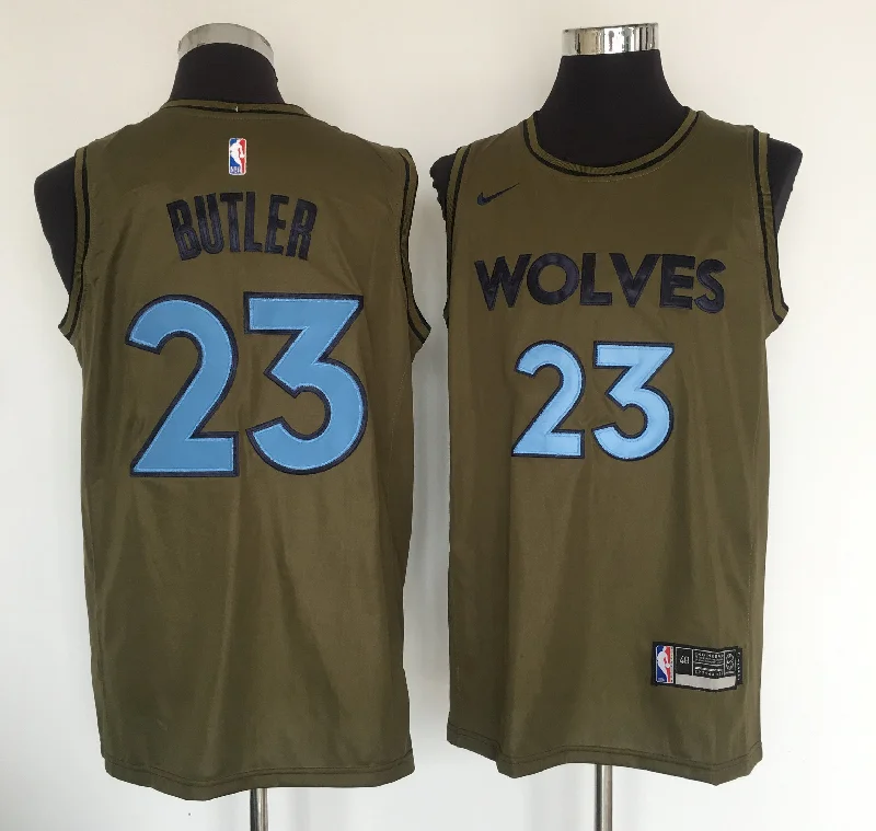 Basketball Jersey for Custom Names and Numbers-Timberwolves 23 Jimmy Butler Olive Swingman Basketball Jersey