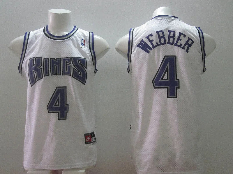 Basketball Jersey for Breathable Basketball Gear-Kings 4 Webber White New Revolution 30 Basketball Jerseys