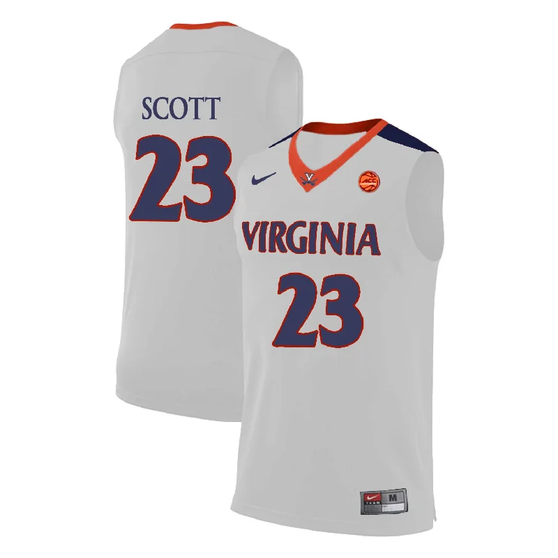 Basketball Jersey for Breathable Basketball Gear-Virginia Cavaliers 23 Mike Scott White College Basketball Basketball Jersey