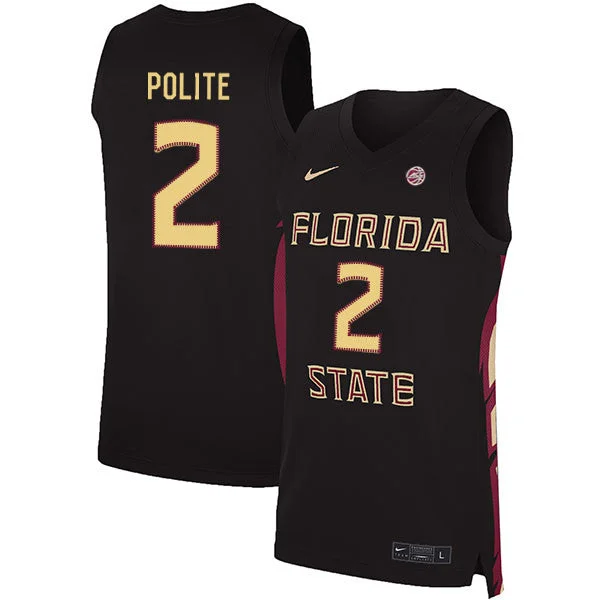 Basketball Jersey for Soft and Stretchable Fabric-Florida State Seminoles 2 Anthony Polite Black Basketball College Basketball Jersey