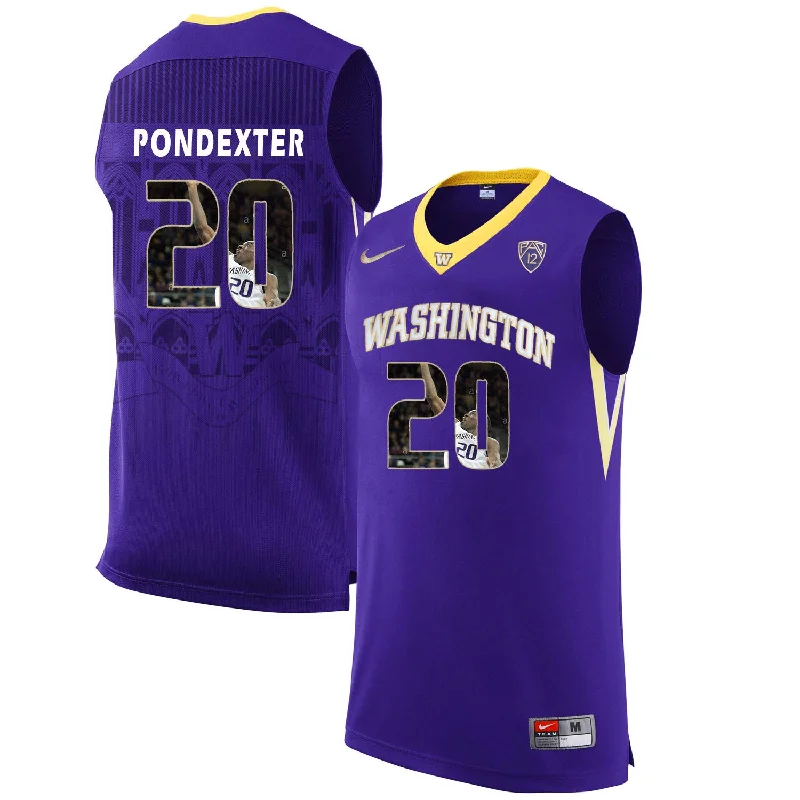 Basketball Jersey for All-Age Custom Fit-Washington Huskies 20 Quincy Pondexter Purple With Portait College Basketball Basketball Jersey