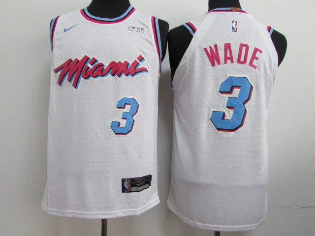 Basketball Jersey for School Spirit-Heat 3 Dwyane Wade White City Edition Authentic Basketball Jersey