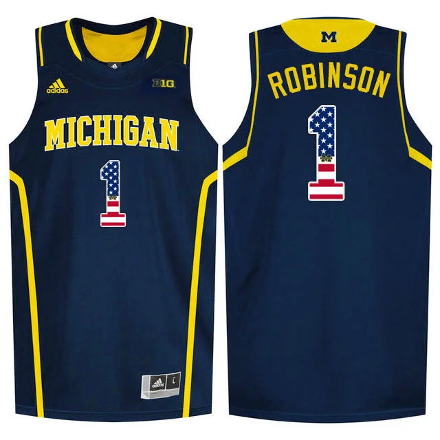 Basketball Jersey for Retro Custom Jerseys-Michigan Wolverines 1 Glenn Robinson III Navy College Basketball Basketball Jersey