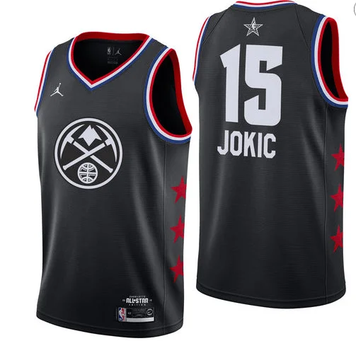 Basketball Jersey for Soft Cotton Fit-Nuggets 15 Nikola Jokic Black 2019 All-Star Game Jordan Brand Swingman Basketball Jersey